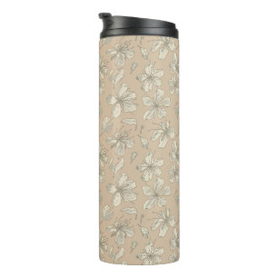 Vergifte bloesems op lichtbeige - naadloos patroon thermosbeker