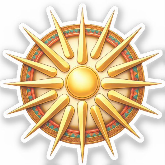 Vergina Zon Embleem – Antiek Macedonisch Symbool Sticker (Voorkant)