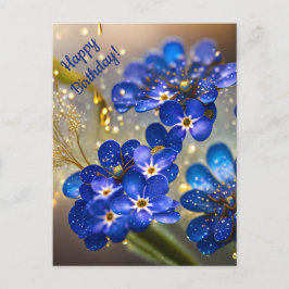 Vergis-me-niet bloem met gouden accenten  briefkaart