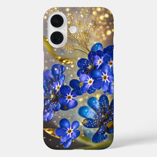 Vergis-mij-niet bloem met gouden accenten Case-Mate iPhone case (Achterkant)