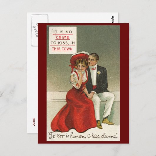 Vergissen is menselijk, kussen, goddelijk 1909  briefkaart (Voorkant / Achterkant)