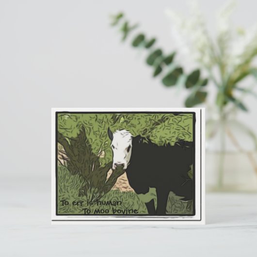 Vergissen is menselijk, om runderlijk Briefkaart t (Staand voorkant)