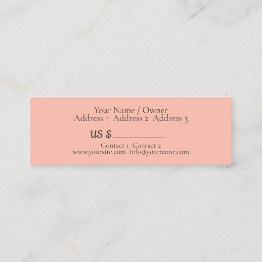 Verglanzend Mandala - Visitekaartje, Label prijs (Achterkant)