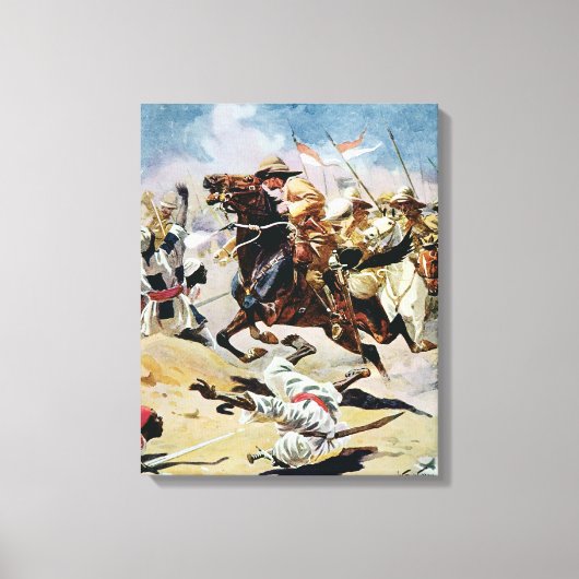 Vergoeding van de 21ste Lancers bij Omdurman Canvas Afdruk (Voorkant)