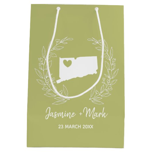 Vergoedingen voor bruiloft op Connecticut-kaart Medium Cadeauzakje (Achterkant)