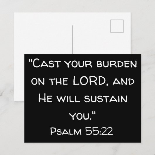 Vergoten uw last op het LORD Psalm 55:22 Briefkaart (Voorkant / Achterkant)