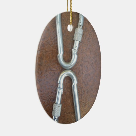 Vergrendeld: duurzaam stalen karabijnhaak ontwerp keramisch ornament (Rechts)