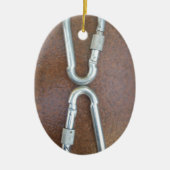 Vergrendeld: duurzaam stalen karabijnhaak ontwerp keramisch ornament (Voorkant)