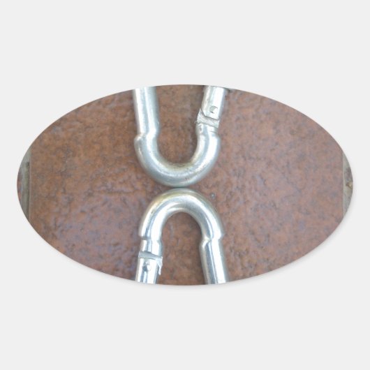 Vergrendeld: duurzaam stalen karabijnhaak ontwerp ovale sticker (Voorkant)