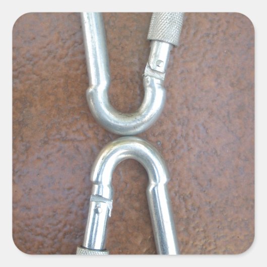 Vergrendeld: duurzaam stalen karabijnhaak ontwerp vierkante sticker (Voorkant)