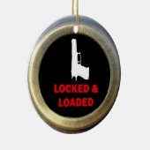 Vergrendeld en geladen Pistool Keramisch Ornament (Rechts)