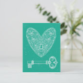 Vergrendeld hart en sleutel op achtergrond van Eme Briefkaart (Staand voorkant)