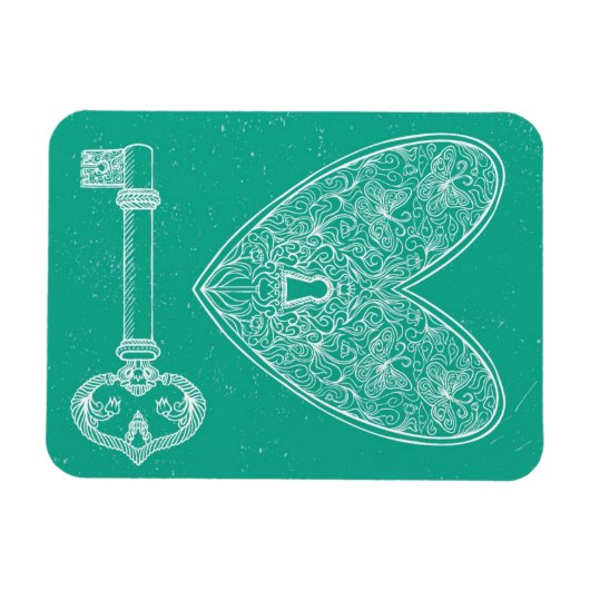 Vergrendeld hart en sleutel op achtergrond van Eme Magneet (Horizontaal)