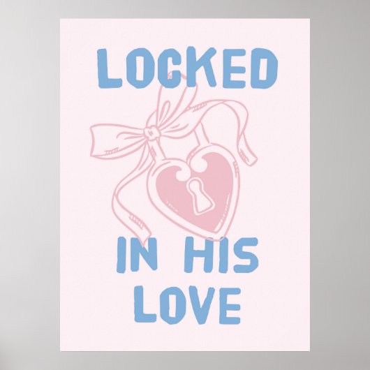 Vergrendeld in zijn liefde roze hart sleutel paste poster (Voorkant)