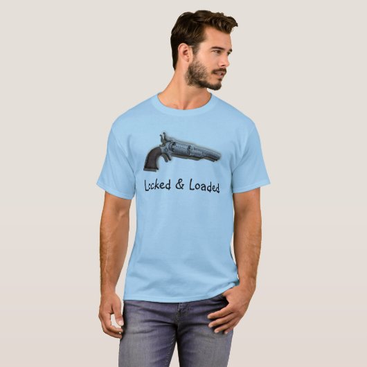Vergrendelde geladen pistool lovers mannen t-shirt (Voorkant volledig)