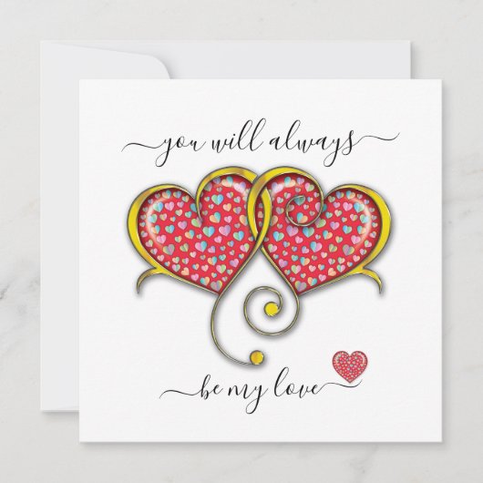 Vergrendelde Harten Aangepaste Elegante Valentijns Kaart (Voorkant)