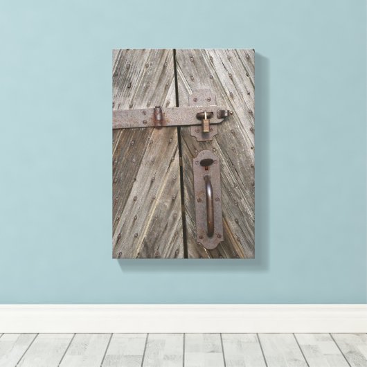 Vergrendelde houten deur canvas Print (Insitu (Houten vloer))