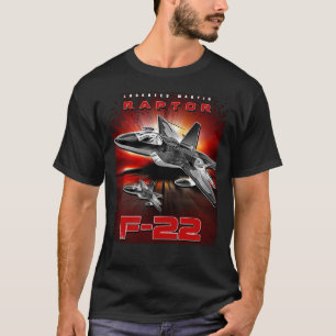 Vergrendelde Martin F-22 Raptor Stealth-vliegtuig T-shirt