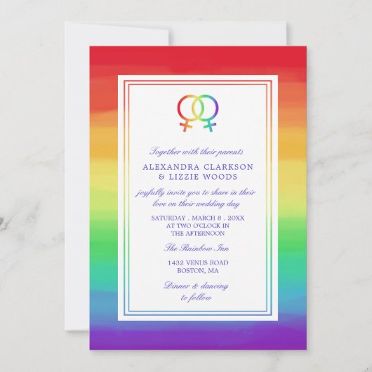 Vergrendelde venussymbolen | Lesbische bruiloft Kaart (Voorkant)