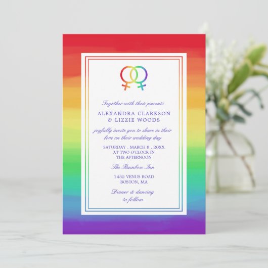 Vergrendelde venussymbolen | Lesbische bruiloft Kaart (Staand voorkant)