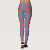 Vergrendelde zeshoeken Rood Blauw Minimaal Patroon Leggings (Achterkant)