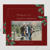 Vergroeten rode kerstkaart (Voorkant / Achterkant)