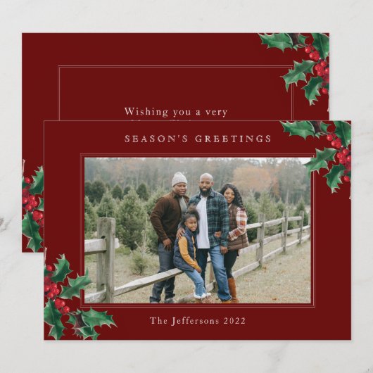 Vergroeten rode kerstkaart (Voorkant / Achterkant)