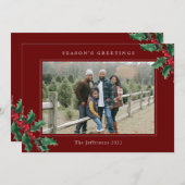 Vergroeten rode kerstkaart (Voorkant / Achterkant)