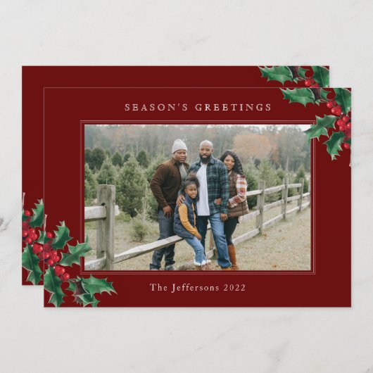 Vergroeten rode kerstkaart (Voorkant / Achterkant)