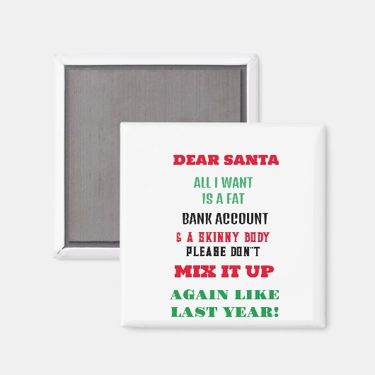 Vergroeten voor de kerstman en wensen magneet (Voorkant / Achterkant)