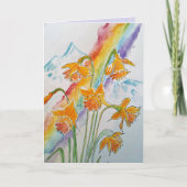 Vergroeten Waterverf Daffodil regenboog Kaart (Voorkant)
