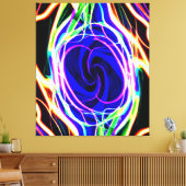 Vergroot uw ruimte met neonpatronen canvas afdruk (Insitu (Woonkamer))