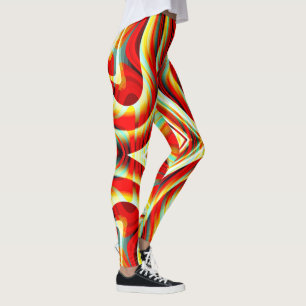 Vergrootende gekromde rode slagen die in puin over leggings