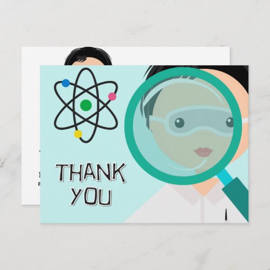 Vergrootglas Boy Scientist Bedankt Briefkaart (Voorkant / Achterkant)