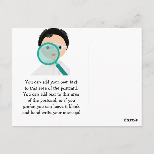 Vergrootglas Boy Scientist Bedankt Briefkaart (Achterkant)