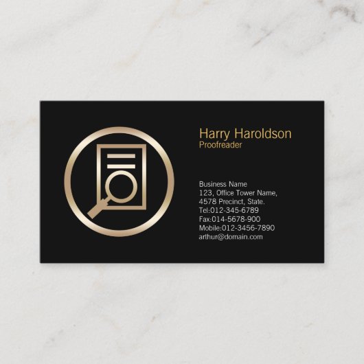 Vergrootglas Document Proofreader BusinessCard Visitekaartje (Voorkant)