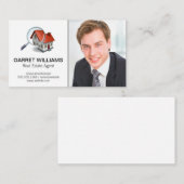 Vergrootglas Home Logo | Lachende zakenman Visitekaartje (Voorkant / Achterkant)