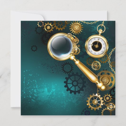 Vergrootglas in Steampunk stijl Aankondiging (Voorkant)