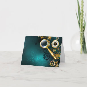Vergrootglas in Steampunk-stijl Bedankkaart