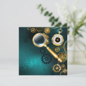 Vergrootglas in Steampunk-stijl Bedankkaart (Staand voorkant)