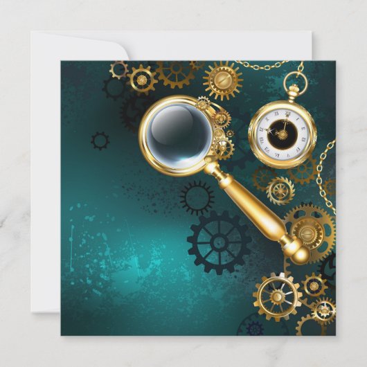 Vergrootglas in Steampunk-stijl Bedankkaart (Voorkant)