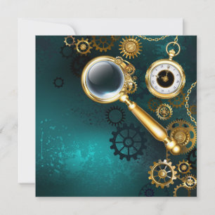Vergrootglas in Steampunk-stijl Bedankkaart
