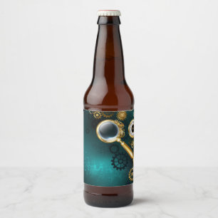 Vergrootglas in Steampunk-stijl Bier Etiket