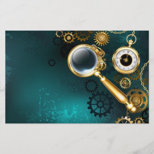 Vergrootglas in Steampunk stijl Briefpapier (Voorkant)