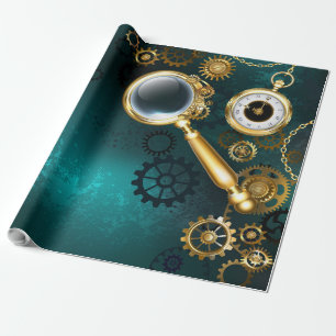 Vergrootglas in Steampunk stijl Cadeaupapier