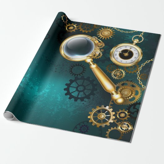 Vergrootglas in Steampunk-stijl Cadeaupapier (Uitgerold)