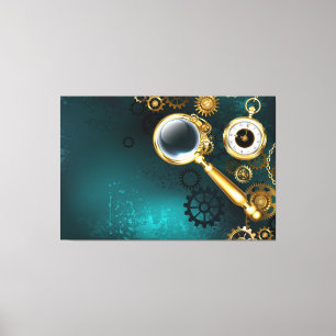 Vergrootglas in Steampunk stijl Canvas Afdruk