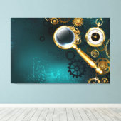 Vergrootglas in Steampunk stijl Canvas Afdruk (Insitu (Houten vloer))