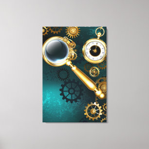 Vergrootglas in Steampunk stijl Canvas Afdruk