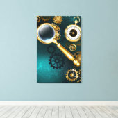 Vergrootglas in Steampunk stijl Canvas Afdruk (Insitu (Houten vloer))